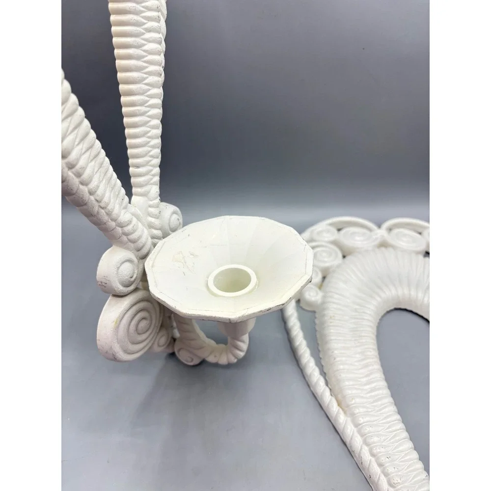 Vintage Syroco White Wall Sconces Pair‎ Hollywood Regency Scroll Candle Holders